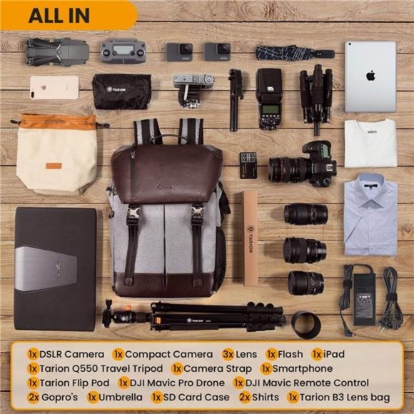 Camera Backpack Waterproof Camera Bag Waterproof Certified IPX5 Large Capacity - Picture 3 of 7